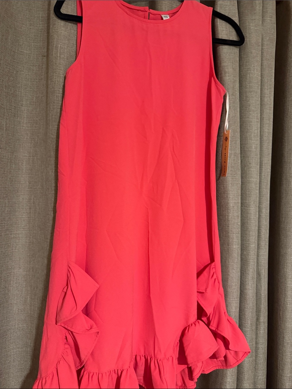 Uncle Frank Coral Pink Sleeveless Ruffle-Hem Midi Dress